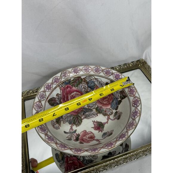 Rose of The Isles, Hand painted Porcelain Fruit Bowl. By Toyo..Pink/ Cream glaze - Picture 7 of 8